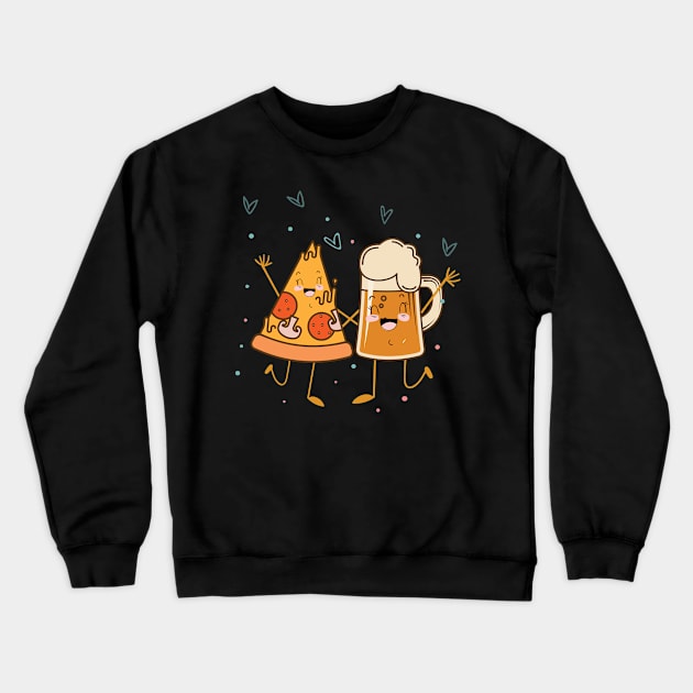 Beer And Pizza Couple Crewneck Sweatshirt by fizzyllama